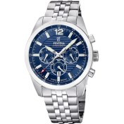 Resim Festina F20742/1 Quartz Çelik Gri Mavi Kadran 10 Atm 44 mm Erkek Kol Saati 