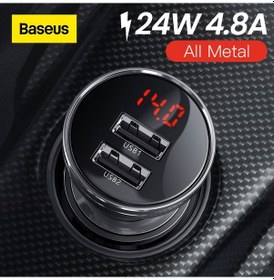 Resim Baseus 24w Usb Araç Şarj Cihazı Telefon İçin 4.8a Hızlı Cep Telefonu Şarj Adaptörü İphone Uyumlu Xiaomi İçin Led Ekran İle Araç Telefonu Şarj Cihazı 