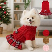 Resim 1 Adet Küçük Köpekler İçin Kışlık Sıcak Turtleneck Kazak Elbise, Yumuşak Örme Puppy Giysi, Sevimli Teacup Dog Yorkie Chihuahua Köpek Elbiseleri 