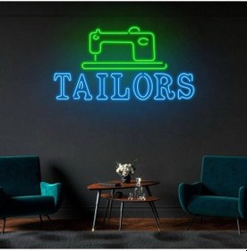 Resim Twins Led Terzilere Özel Tailors Yazılı Neon Tabela Mavi Model:model:25363366 Mavi 
