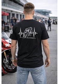 Resim Aybaak Fit Gösteren Rtrace Racing Motorsiklet Baskılı Tişört Siyah 