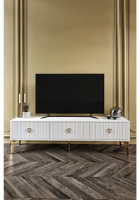 Resim 150 CM ZEUGMA MDF MEBRAN KAPAK BEYAZ GOLD 