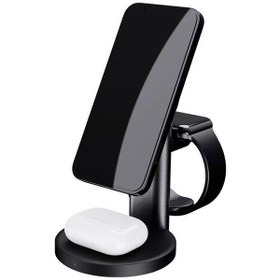 Resim Butu S36 3'ü 1 Arada 15 W Manyetik Kablosuz Şarj Cihazı Siyah 