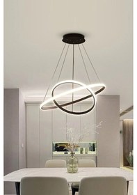 Resim Rings 2 Siyah Renk Yatak Odası Salon Mutfak Beyaz Ledli 2li Avize Siyah 