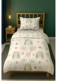 Resim Kelebek Ve Çiçekli Tek Kişilik Çocuk Nevresim Seti Pembe 