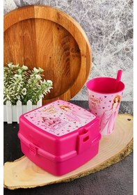 Resim İki Katlı Beslenme Kutusu+pipetli Bardak 400 Ml. 