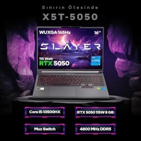 Resim Game Garaj Slayer X5T-5050 C7 Intel Core i5 13500HX 16GB RAM 1TB SSD RTX5050 16" WUXGA 165Hz IPS FreeDOS Oyuncu Laptop 