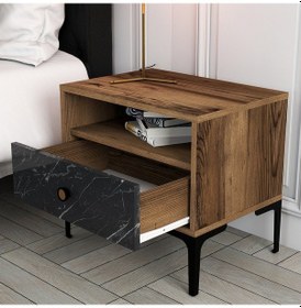 Resim Variant Lizbon Komodin Ceviz - Siyah Mermer 