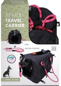 Resim M-Pets 2in1 Remix Omuz Kemerli Kedi Küçük Irk Köpek Taşıma Çantası Pembe Siyah 41 x 28 x 28 CM 
