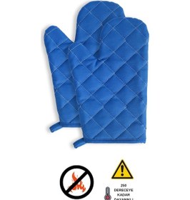 Resim Yanmaz Ve Isıya Dayanıklı Fırın Eldiveni 2 Eldiven Mavi 