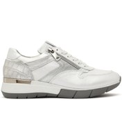 Resim Derimod Kadın Beyaz Bağcıklı Yandan Fermuarlı Deri Sneaker 25SFD370514 