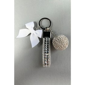 Resim AEA Gümüş Bagetli Anahtarlık & Gümüş Disko Top & Beyaz Kurdela 