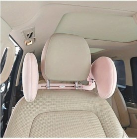 Resim Xuweiwei Pembe Araba Yan Uyku Yastığı Flanel Araba Başlığı Ayarlanabilir Yan Eğik Başlık Uyku U Şekilli Hafıza Köpük Boyun Yastığı 