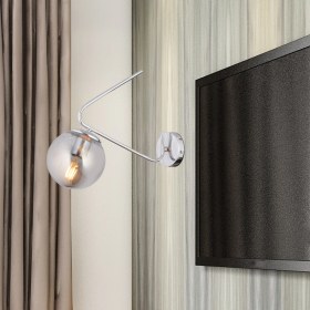 Resim Mildred Tekli Krom Duvar Lambası Yatak Odası-Yatak Başı-Banyo Için Modern Aplik 
