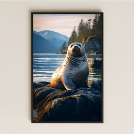 Resim Dağ Manzaralı Fok Tasarımlı Şeffaf Pleksi Tablo 