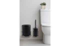Resim Siyah Eko Magic Askılı Yuvarlak Mina 2'li Wc Kova ve Fırça Seti 