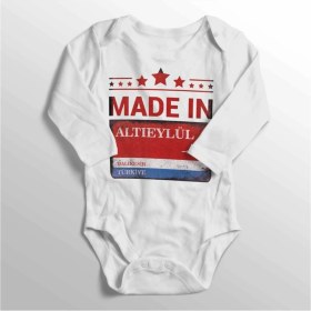 Resim Limon Unisex Bebek Beyaz Balıkesir Altıeylül Sokak Tabelası Baskılı Zıbın 