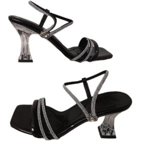 Resim Tarhan Kadın Siyah-taşlı Şık Cam Kadeh Topuklu Abiye Ayakkabı 