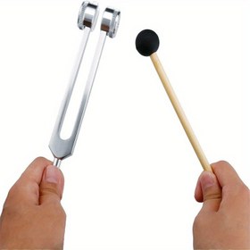 Resim 128Hz Tonal Fork, Mallet ve Bez ile Organize Çanta, Yoga, Kulak Titreşim Masajı, Meditasyon, Rezonans, Kulak Maskesi Stimulation, Öğretim Aracı 