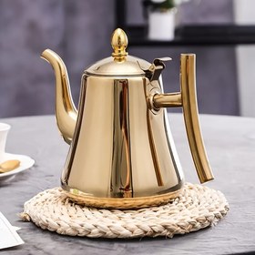 Resim 1pc Paslanmaz Çelik Kahve Tenceresi ile Detachable Infuser - 1L/1.5L/2L Kapasite, Isıya Dayanıklı Çay Kettle Ev ve Restoran Kullanımı için - 304 Paslanmaz Çelik Çay Seti ile Çay Süzgeci 