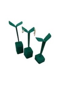 Resim Yerli Üretim Süet Kumaş Çoklu Yeşil Renk 20/17/15 Cm Küpe Sergileme Aksesuar Çok Renkli 