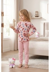 Resim Modanino Kız ÇocukPamuk Pijama Takımı 4-11 Yaş 12628 Pembe 