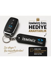 Resim İsimli Togg Anahtarlık , Kişiye Özel - Hediyelik İsimli Togg Araç Logolu Anahtarlık - İsimli Araba A 