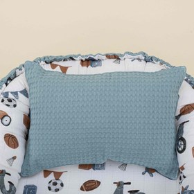 Resim Babynest ve Yastık - Çift Taraflı - Petrol Mavisi Petek - Araçlar 