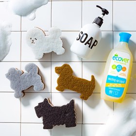 Resim 4 adet, Bulaşık Süngeri, Sünger, Mutfak Temizleme Süngeri, Üç Katmanlı Kompozit Bulaşık Süngeri, Sevimli Köpek Şekli, İlginç Mükemmel Hediye 