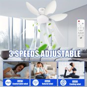 Resim 51,99/46,0 cm Büyük E26/E27 Tabanlı Akıllı Tavan Vantilatörü ve Lamba - Uzaktan Kumandalı Modern Dimlenebilir LED Fan Işığı, 40W Yüksek Hızlı Hava Akışı ile Yatak Odası, Mutfak, Banyo için Mükemmel Sıradan Ampul Çözümü 