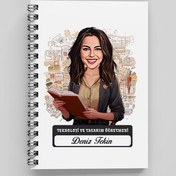 Resim En Başarılı Kadın Teknoloji Öğretmeni Karikatürlü Defter 