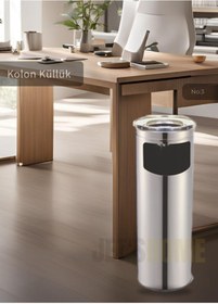 Resim AboutThePerfect Paslanmaz Dış Mekan Küllük, Ayaklı, Lüks, No:3, Çöp Kovası, Gri 