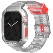 Resim Watch 44mm Kordon Skinarma Saido Sert Pc Kasa Koruyuculu Silikon Strap Kayış Şeffaf 