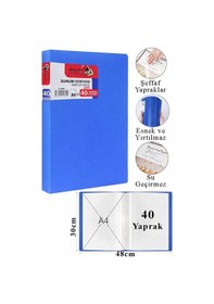 Resim Sunum Dosyası 60 Lı 1 Paket Poşet Dosyalı Katalog Dosyası 60 Poşetli Kendinden Dosya Plastik Kapaklı Mavi 