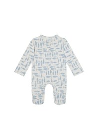 Resim Antebies Bambu Sustainable Mavi Balık Desenli Çıtçıtlı Uzun Kollu Erkek Bebek Patikli Tulum 