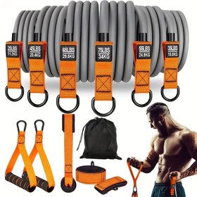 Resim 12 adet Direnç Bantları Seti, 136.08 KG Ağırlıklı Kauçuk Bantlar Tutacaklarla, Kas Eğitimi için Uygun, Yoga ve Spor Salonu Egzersizleri için Mükemmel, Şükran Günü, Noel, Cadılar Bayramı, İşçi Bayramı, Babalar Günü Hediyeleri için Mükemmel 