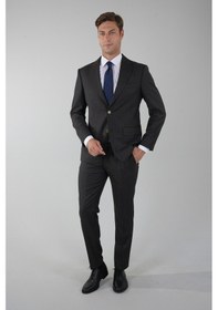 Resim Bisse Comfort Fit Kruvaze Takım Elbise Sedef Düğmeli Kahve Ptk25y25005 D11 Kahverengi 