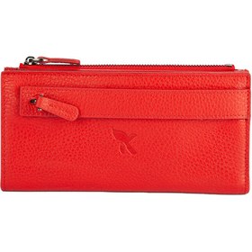 Resim Karalı Deri Hakiki Deri Unisex Portföy Cüzdanı Kırmızı Bc484-08 