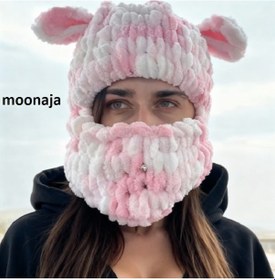 Resim Puffy Örgü Kar Maskesi Şapka - Wegh Bere Maske - Balaklava Motorsiklet Kask Ve Kayak Beresi Çok Renkli 