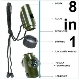 Resim Omeniv Outdoor Fener Düdük Pusula Termometre Büyüteç Kolye Kamp Çok Renkli 