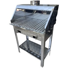 Resim Paslanmaz Kömürlü Mangal 28 X 60 Cm Bacalı Barbekü 