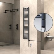 Resim Radiva Haiti Elektrikli Havlupan 300 Watt 300X1500 Düz Antrasit (Oned On/off Termostatlı) Sağ 