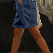 Resim Kadın 100% Rahat Şortlar - Bol Kesim, Düz Renk, Bağcıklı Bel, Cep, Hafif ve Nefes Alabilir, Plaj, Tatil ve Günlük Giyim İçin, Tatil Şortları | Rahat Kesim Şortlar | Pürüzsüz Dokulu Şortlar 