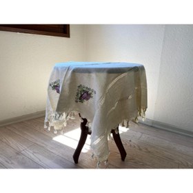 Resim Efesan Simli Fiskos Örtüsü (lila Kanaviçeli) 