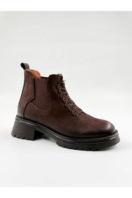 Resim KUUM LONDON Kuum Hakiki Deri AcıKahve Lastik bağcıklı Postal 