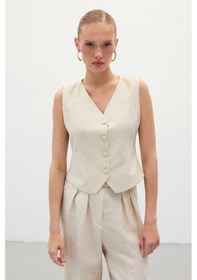 Resim Sateen Keten Yelek - Taş-136282 Taş 