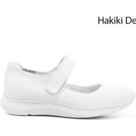 Resim Gönderi R Beyaz Mary Jane Dolgu Taban Hakiki Deri Ayakkabı Beyaz 