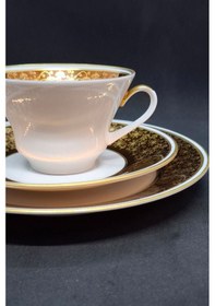 Resim Çay Fincanı 3 Parça 210 Ml Doğu Alman Yapımı Altın-beyaz 