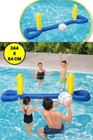Resim TOYFEST Deniz Havuz Şişme Su Voleybolu Fileli Oyun Seti - 244 X 64 CM BW52133 