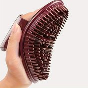 Resim 1 adet Ergonomik Saç Derisi Masaj Fırçası - Kahverengi, Saç & Vücut Sağlığı için Beş Element Tasarımı, Meridyenleri Temizlemek ve Saç Derisini Rahatlatmak için Dokulu ABS Plastikli ve Dayanıklı Kıllar, Saç Derisi Masaj Aleti 